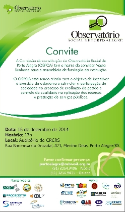 Assembleia de criação do OSPOA será no dia 16/12