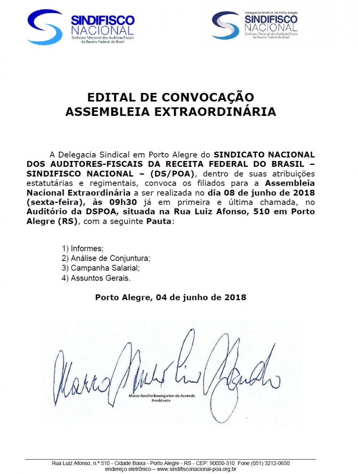 AGE nesta sexta, 8 de junho