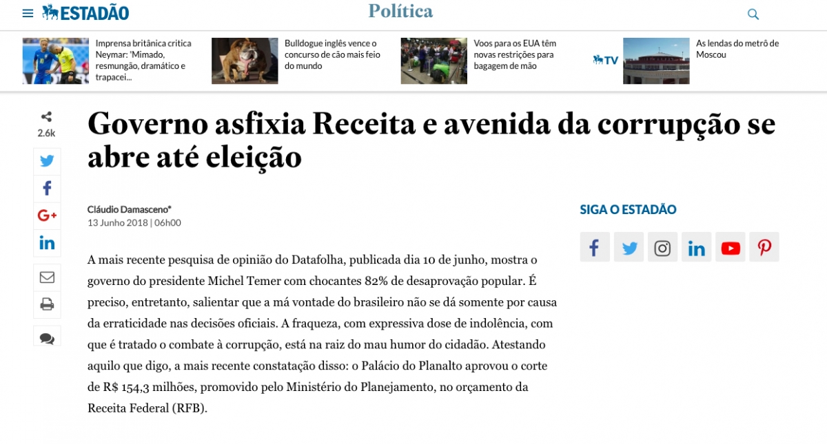 Governo asfixia Receita e avenida da corrupção se abre até eleição