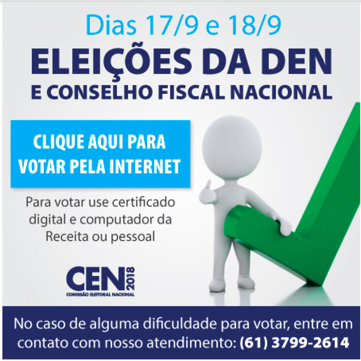 Eleições 2018: pop up no site da DEN facilita votação pela internet