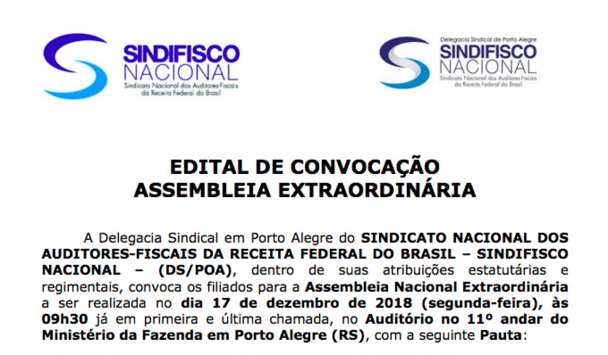 AGE na segunda-feira, 17 de dezembro. Todos convocados!
