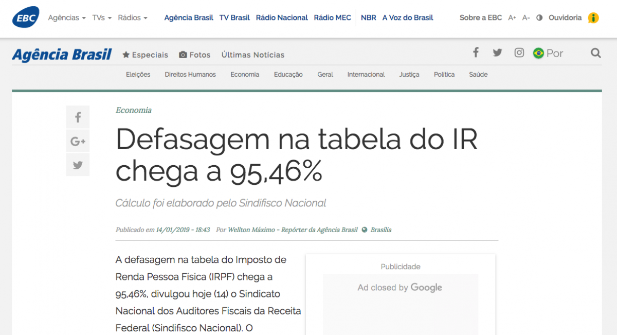 Defasagem na tabela do IR chega a 95,46%