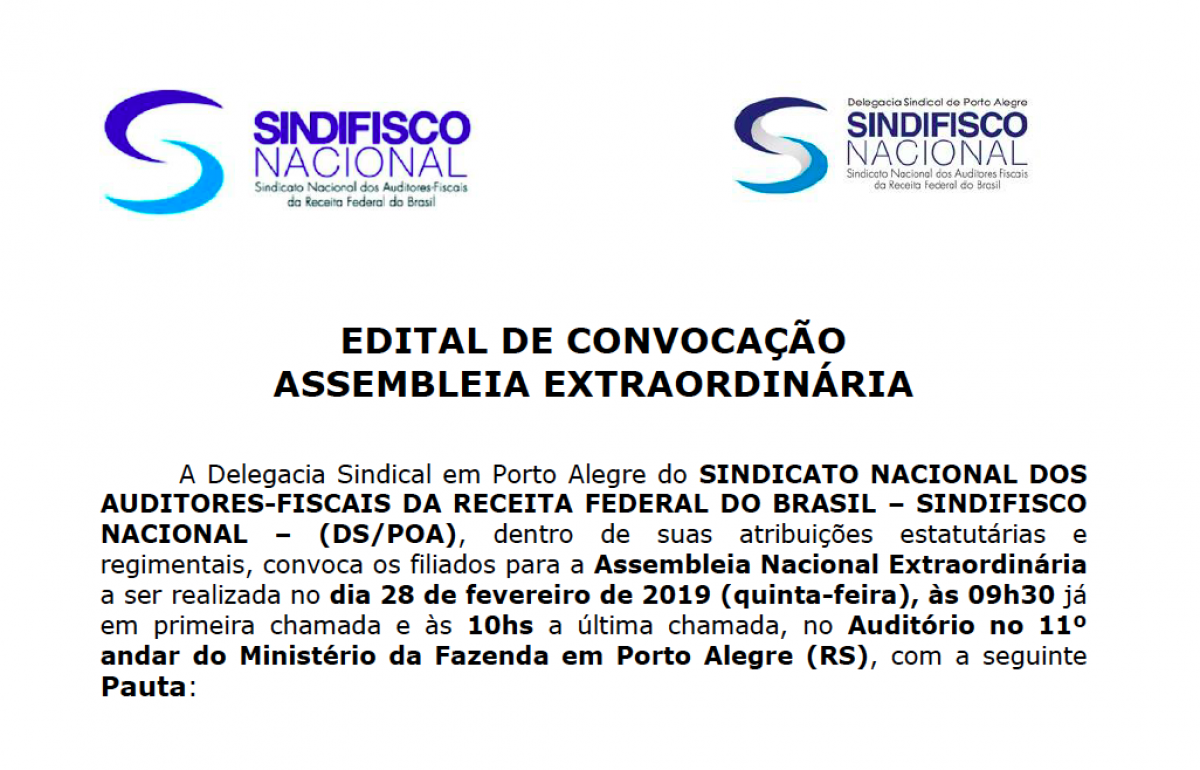 AGE no dia 28/2. Todos estão convocados!