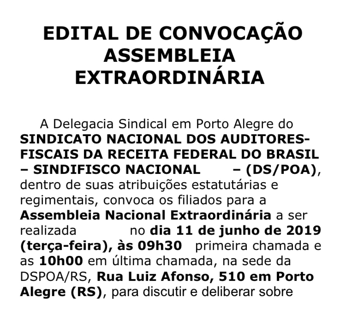 Age no dia 11/6. Todos convocados!