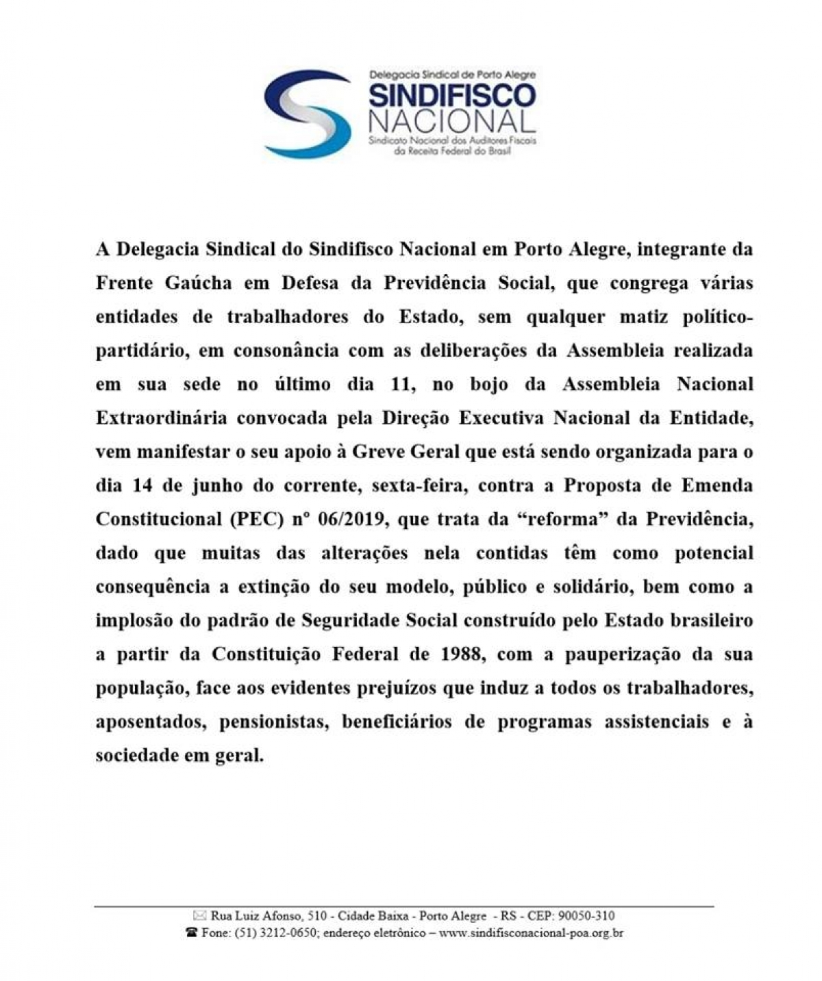 Filiados da DSPOA deliberaram sobre a greve do dia 14