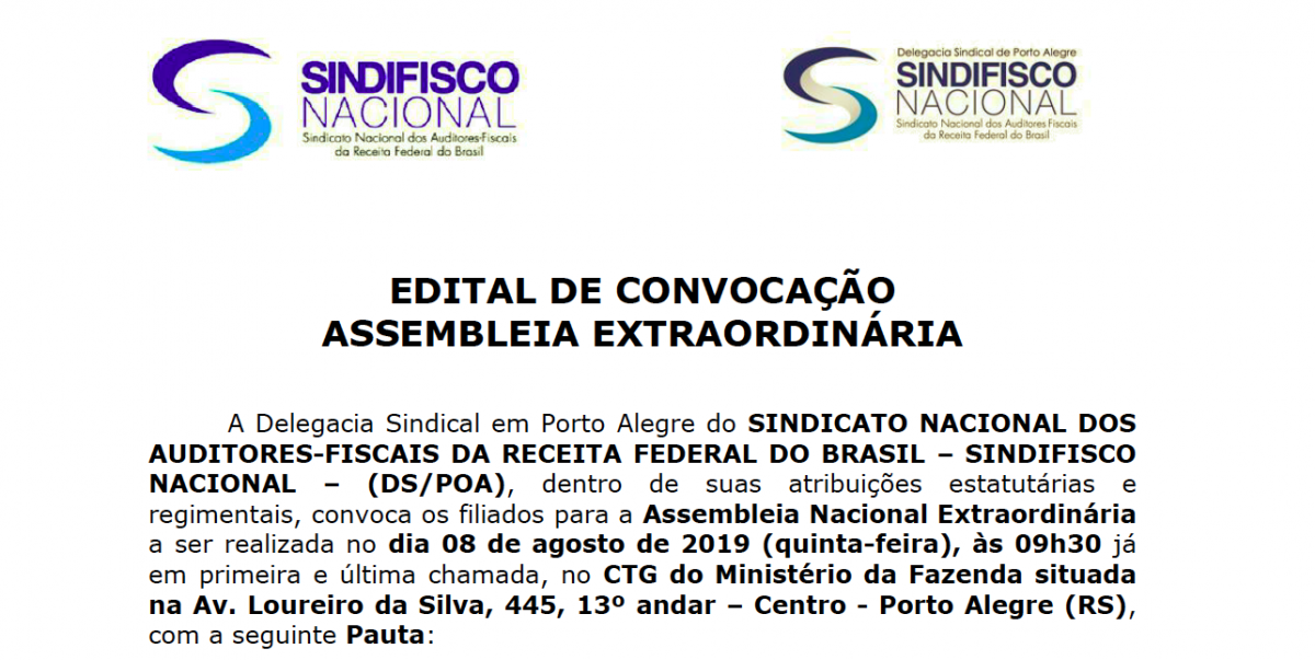 AGE no dia 8/8. Todos convocados!
