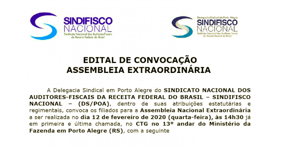 Convocação: Assembleia Nacional no dia 12 de fevereiro