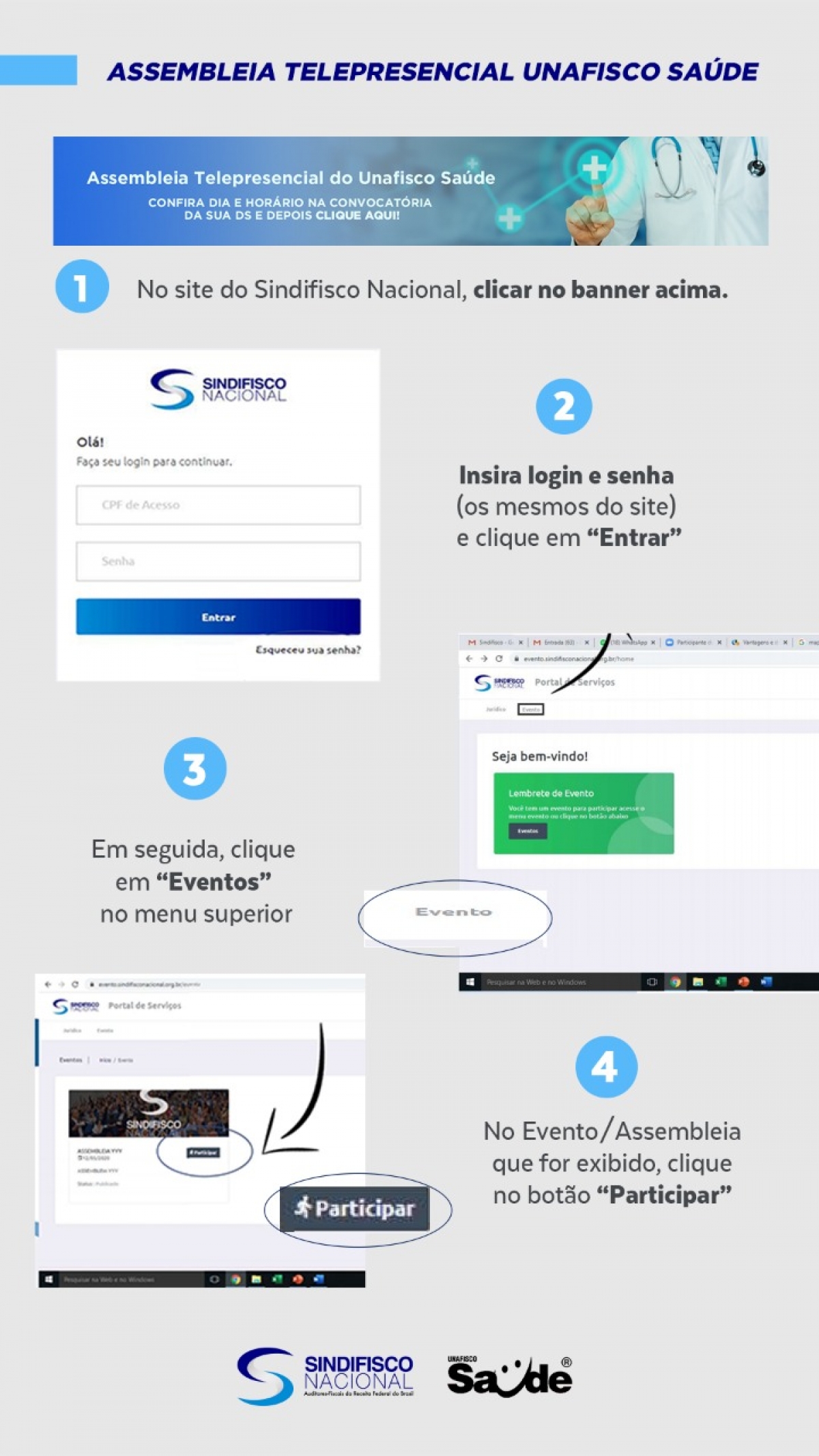Atenção usuários do Unafisco Saúde - Assembleia Virtual nesta quarta às 14h