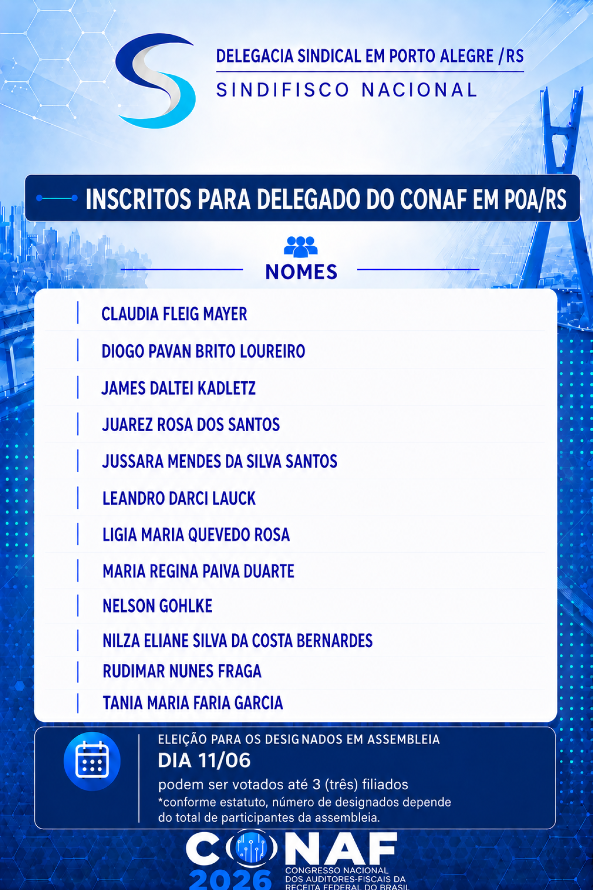 INSCRITOS PARA O CONAF 2026