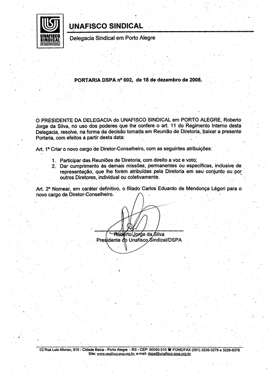 Portaria DSPA nº002 