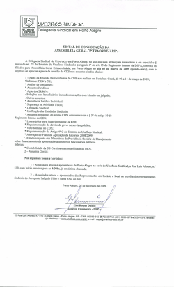Edital de convocação da assembléia geral extraordinária