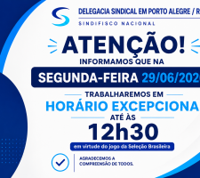 DS/POA terá horário especial de expediente na segunda-feira (29/06)